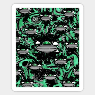 ALIEN Invasion Spaceship Sticker